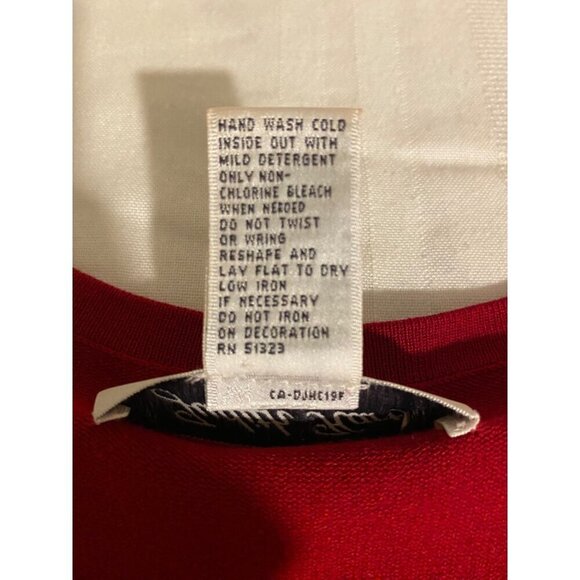 Judith Hart Collection Red Beaded Long Sleeve Top XL Viscose Silk Blend Sweater - Picture 4 of 9